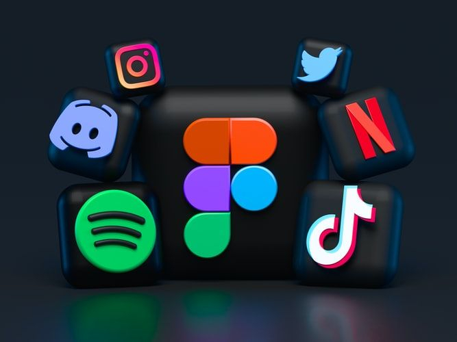 Android apps logos of tiktok, instagram, netflix, twitter, spotify