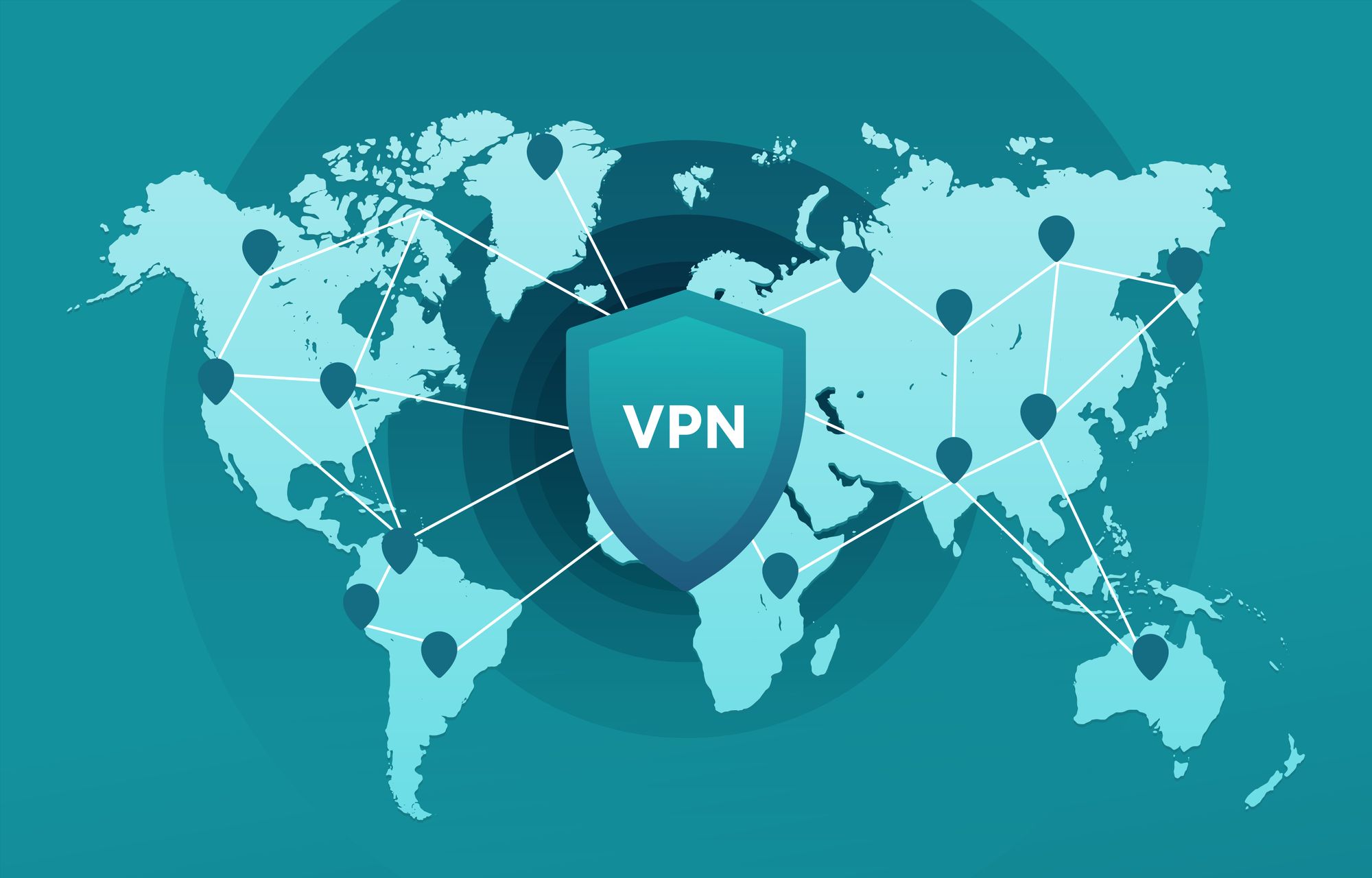 VPN icon connects on world map